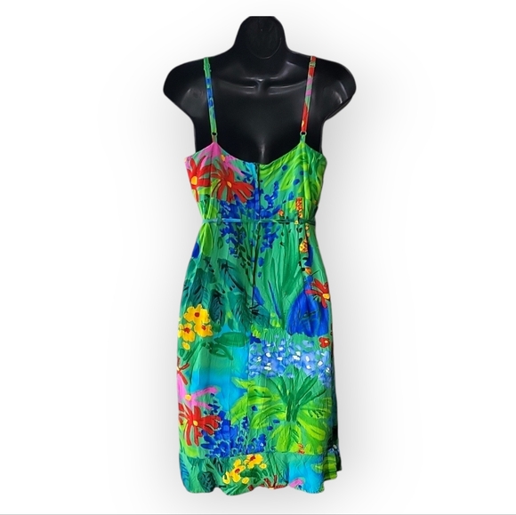 Jams World Women's Green Multicolor Sea Flower Sundress With Belt Size XL - Picture 3 of 16